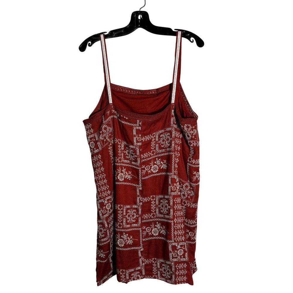 Lucky Brand Red Sleeveless Square Neck Embroidered Cami Dress size XLarge - Picture 5 of 15